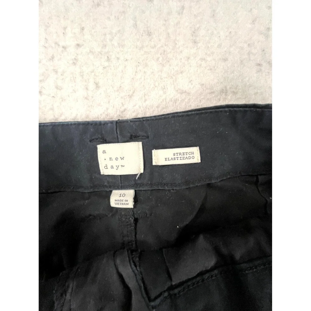 A New Day Ankle Chino Pants Womens 10‎ Black Cotton Blend Flat Front High Rise